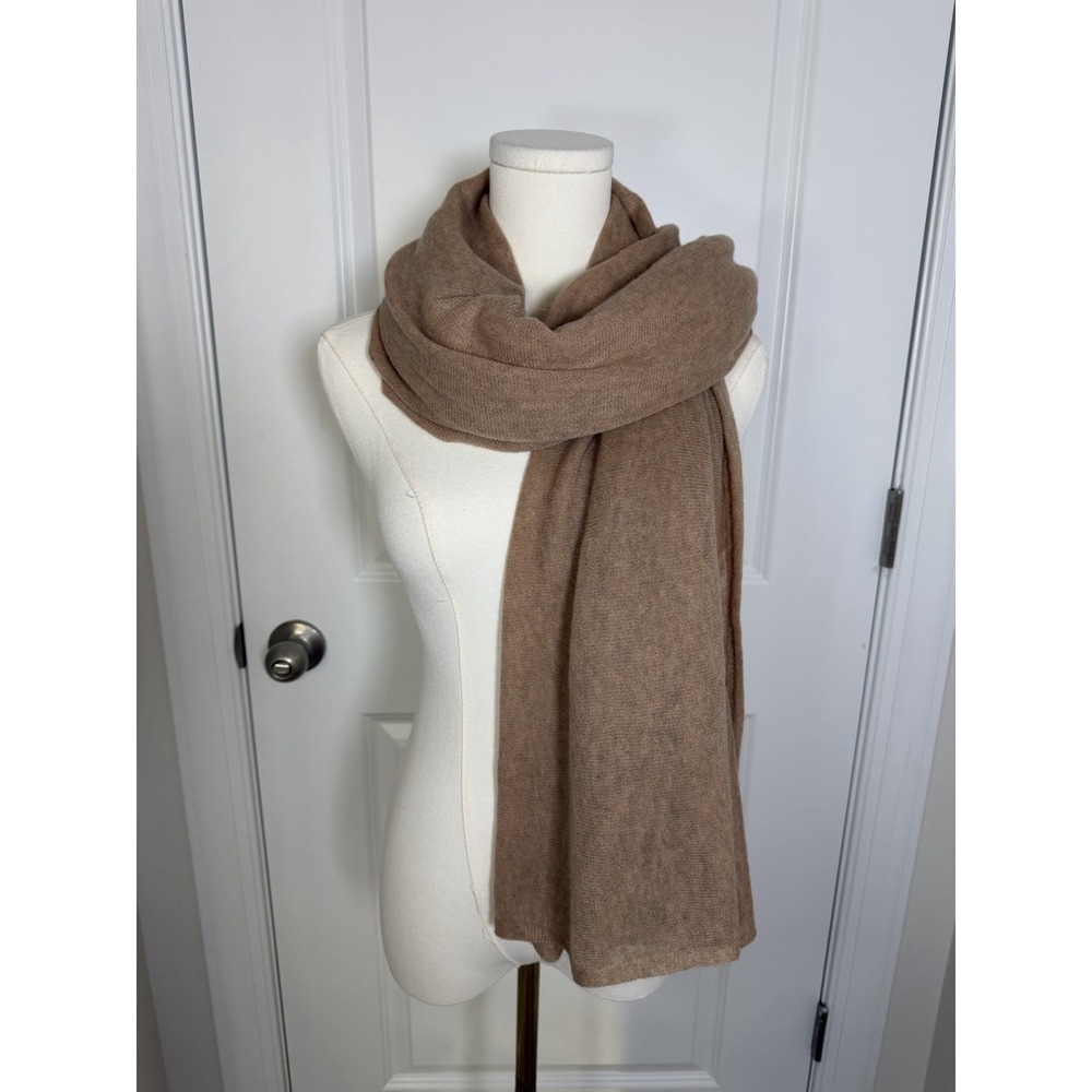Halogen 100% Cashmere Beige Brown Scarf Wrap Shawl One Size Stretch